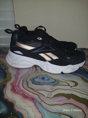 Reebok Royal Turbo Impulse Black Rose Gold Chunky Platform Sneakers